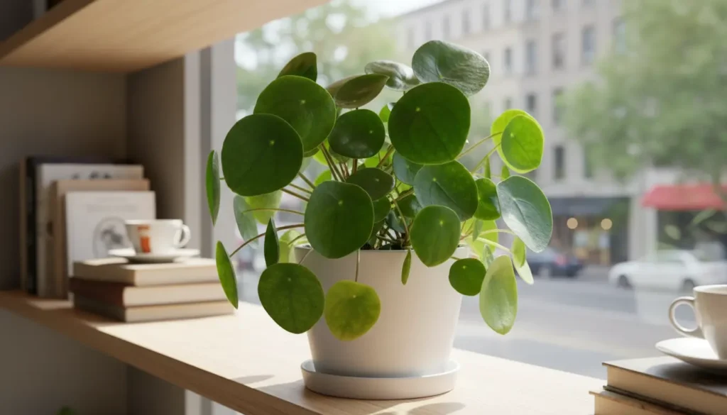 Indoor money plant care tutorial featuring vibrant green pothos with cascading vines in modern home setting