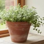 Licorice plant care trailing Helichrysum petiolare with silver fuzzy leaves in a terracotta pot