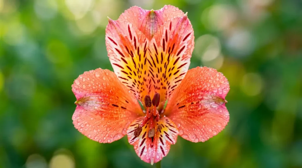 Close-up of speckled petals on inca lily plants