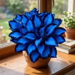 Midnight blue heart plant in a ceramic pot on an indoor windowsill